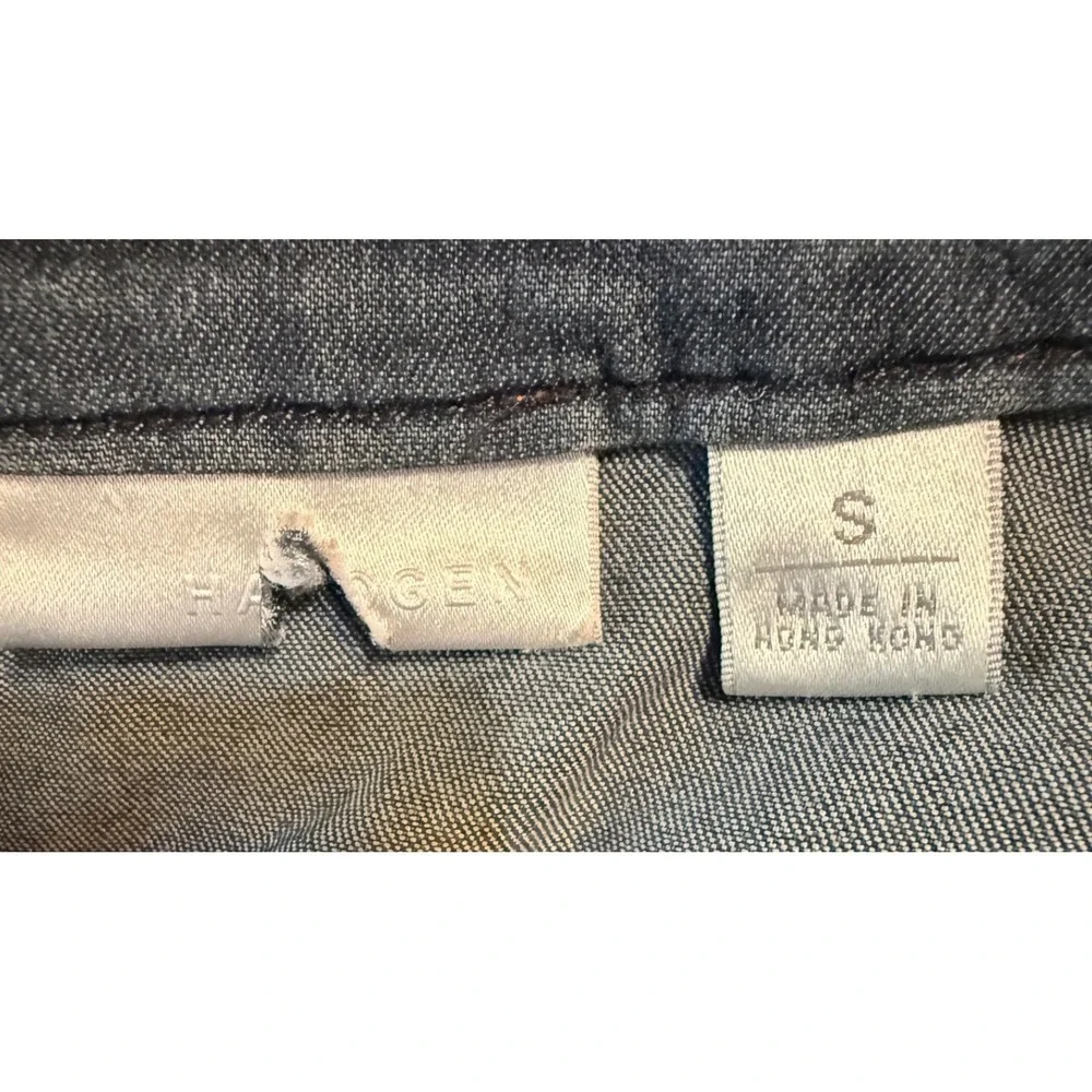 Halogen Women Size Small Blue Denim Zip Up Moto Jacket Mock‎ Neck Stretch